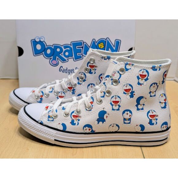Converse Chuck Taylor All Star Doraemon Cat Robot Unisex High Top Shoes W10 NIB - Picture 3 of 15